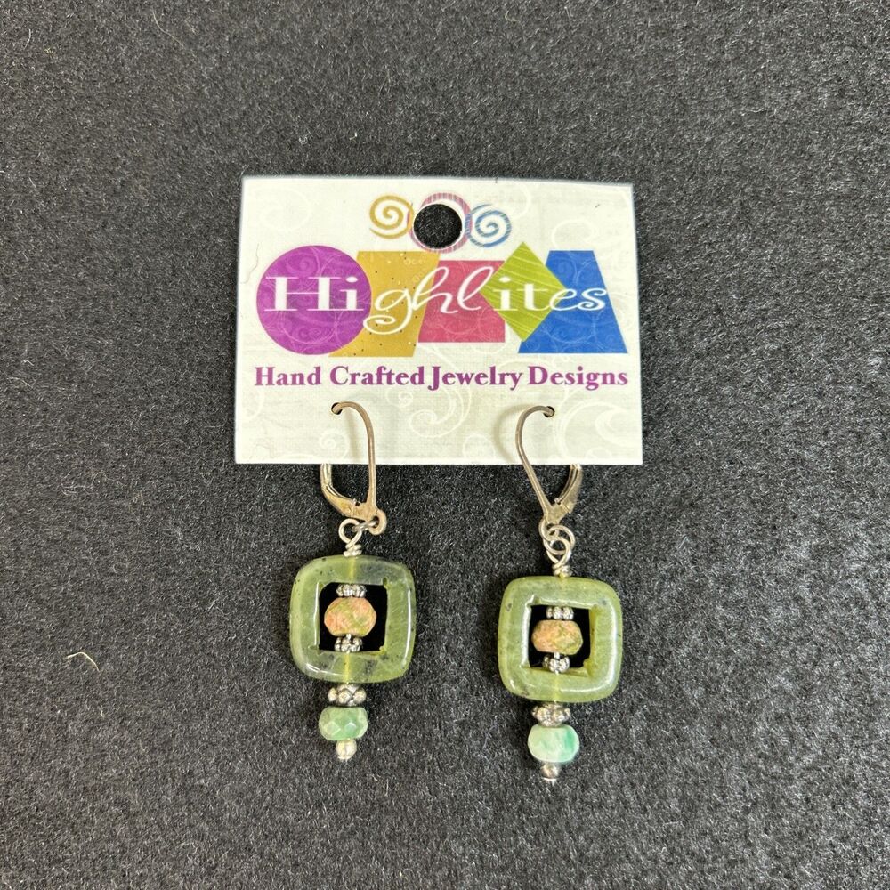 Highlites Hand Crafted Beaded Earrings Earth Tones Lobster Claw Style Back
